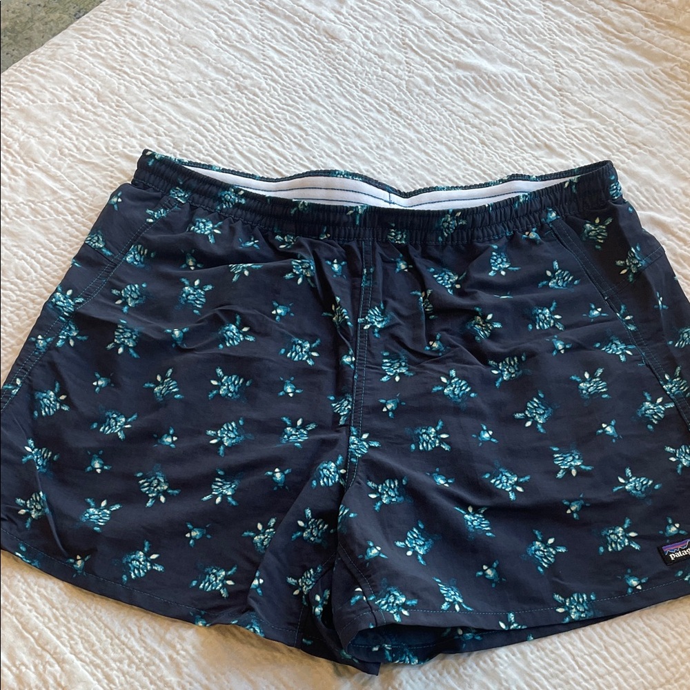 Patagonia Dark Blue turtle Print Swim Shorts